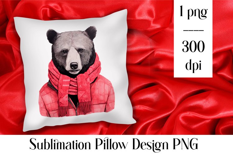 Cute Christmas bear Sublimation Pillow Design PNG