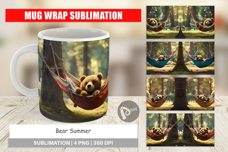 Mug Wrap Design Bear on Summer Day