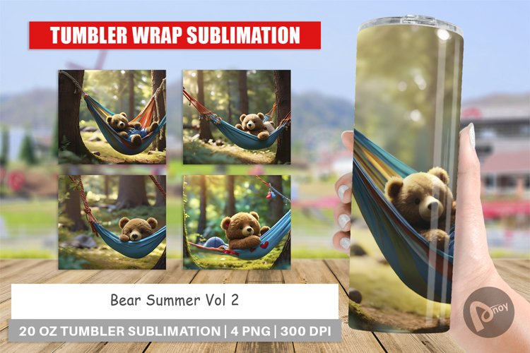 Tumbler Sublimation Wrap Bear on Summer Day