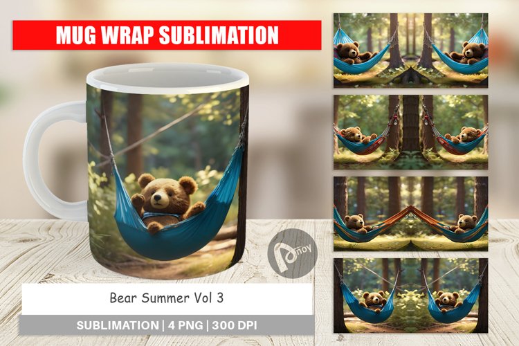 Mug Wrap Design Bear on Summer Day
