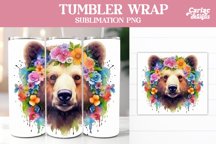 Bear Tumbler Wrap, Tumbler Sublimation Wrap