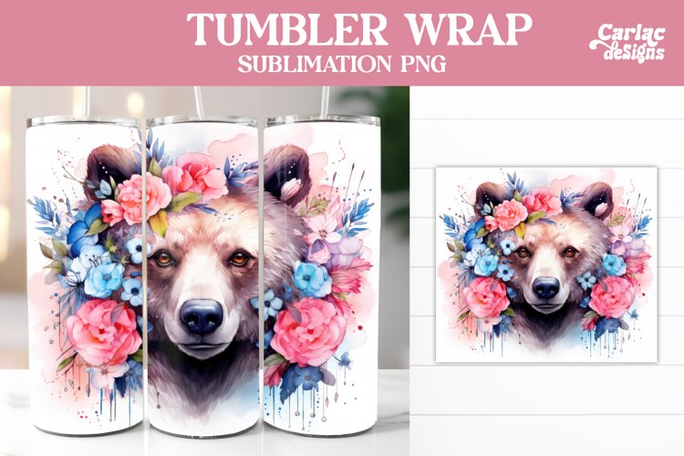 Bear Tumbler Wrap, Tumbler Sublimation Wrap