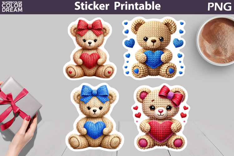 Valentine Animals Sticker | Cute Bear Heart Sticker