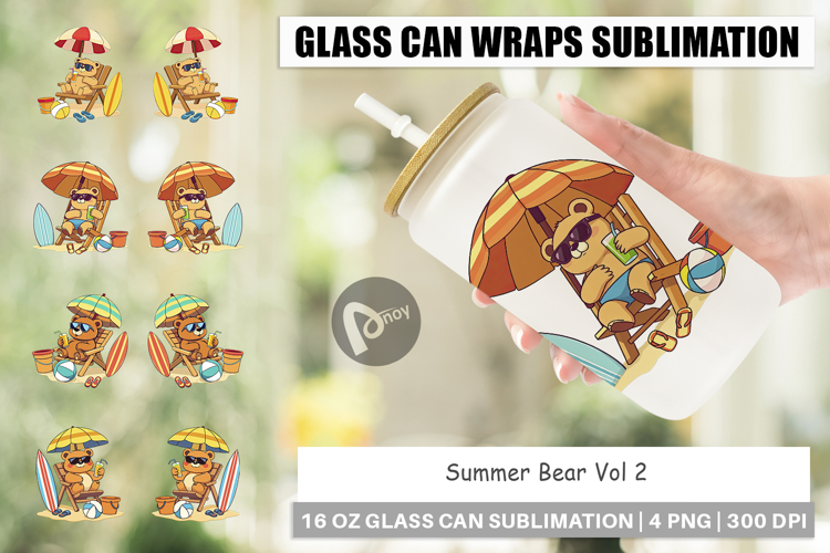 Glass Can Summer Bear