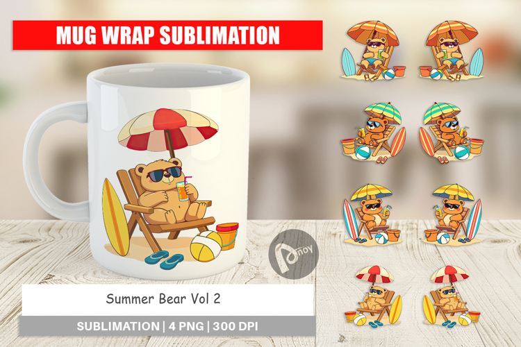 Mug Wrap Summer Bear