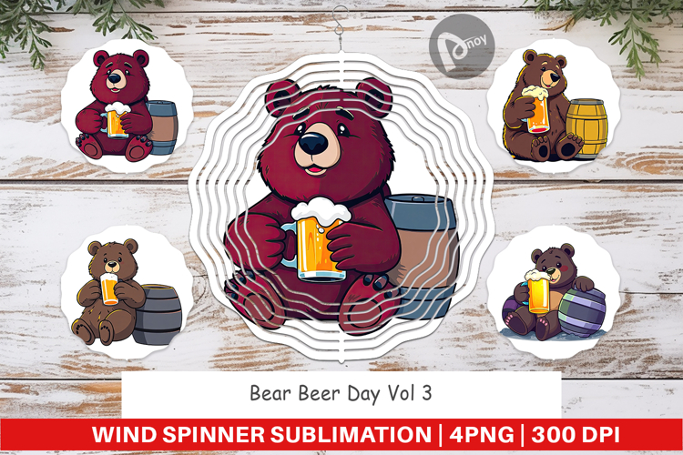 Wind Spinner Bear Beer Day