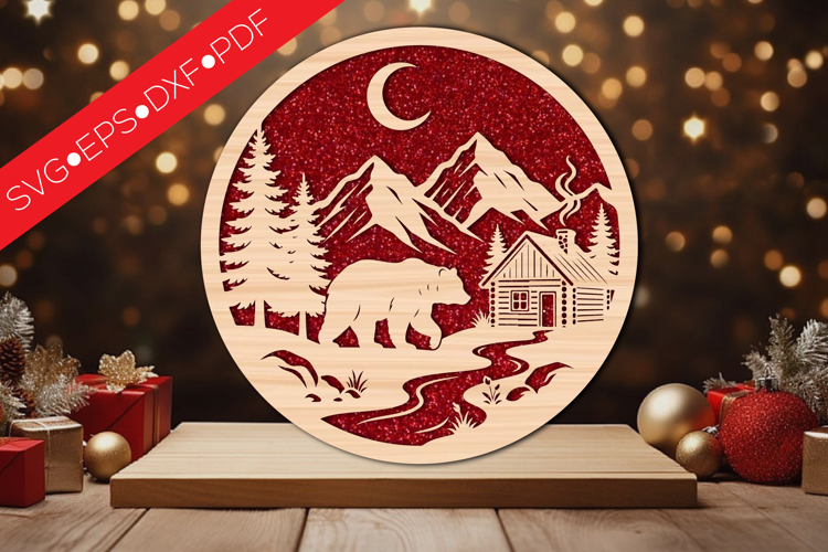 Bear Wilderness Round SVG