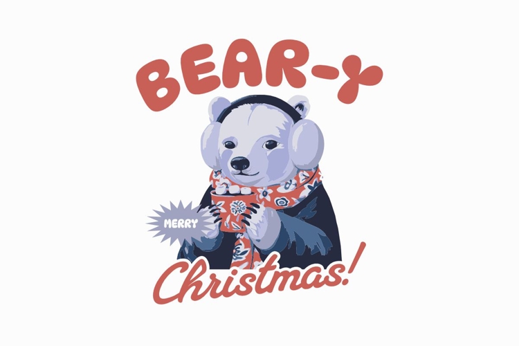 Bear-y Merry Christmas Funny T-shirt Design
