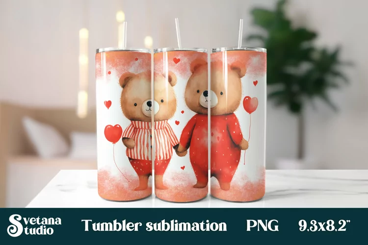 Valentines day tumbler sublimation | Bear tumbler