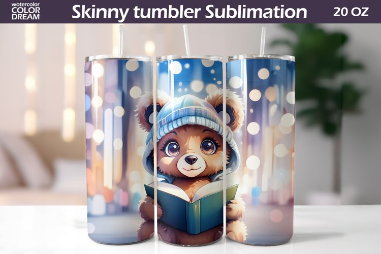 Bear Book Tumbler Wrap | Book Lover Tumbler example image 1
