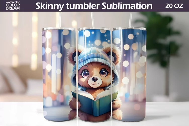 Bear Book Tumbler Wrap | Book Lover Tumbler