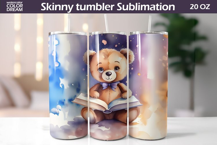 Bear Book Tumbler Wrap | Book Lover Tumbler example image 1