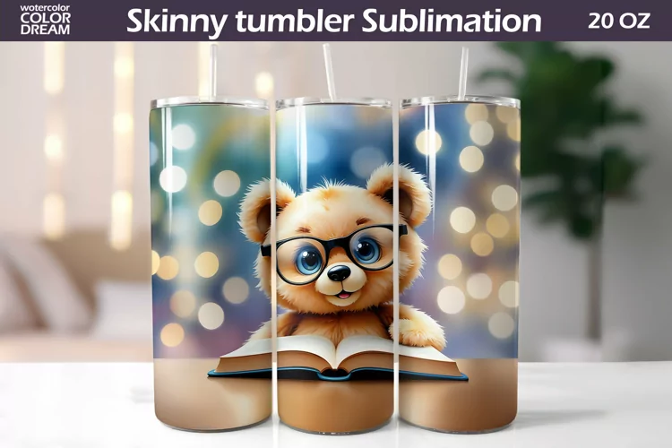 Bear Book Tumbler Wrap | Book Lover Tumbler