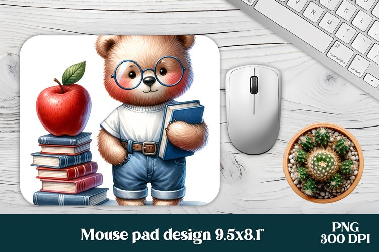 Bear mouse pad | Books mouse pad | Books lover