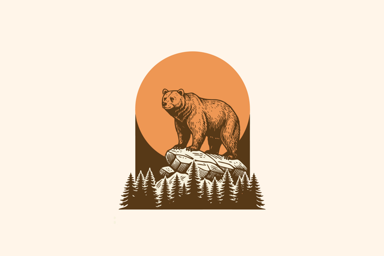 Vintage Bear Explore the Wild Logo
