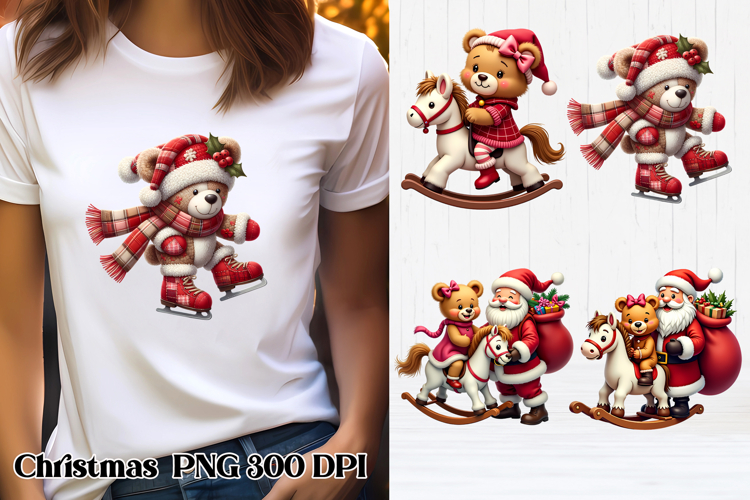 Cute Christmas bear clipart PNG | Christmas sublimation