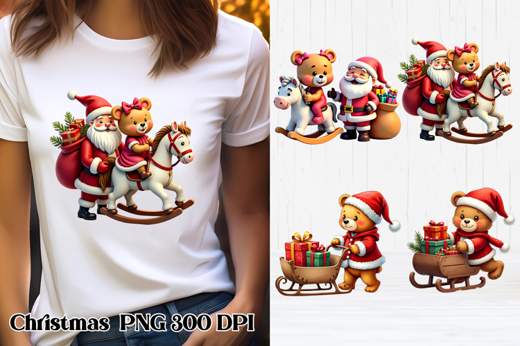 Cute Christmas bear clipart PNG | Christmas sublimation