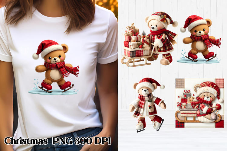 Cute Christmas bear clipart PNG | Christmas sublimation