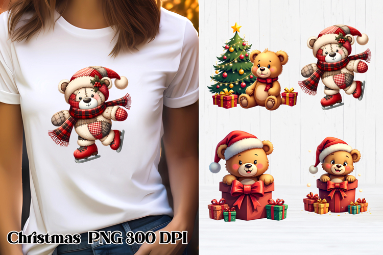 Cute Christmas bear clipart PNG | Christmas sublimation