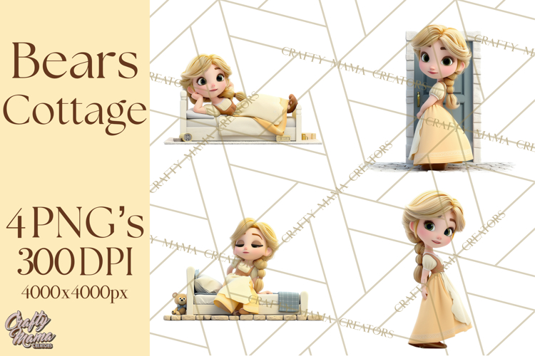 Fairy Tale Storybook Bears Cottage Clipart PNG
