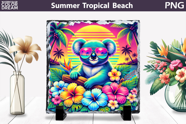 Retro Koala Beach Sunset | Tropical Summer Sublimation
