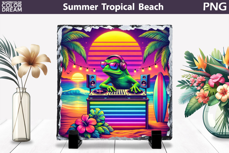 Retro Frog Beach Sunset | Tropical Summer Sublimation