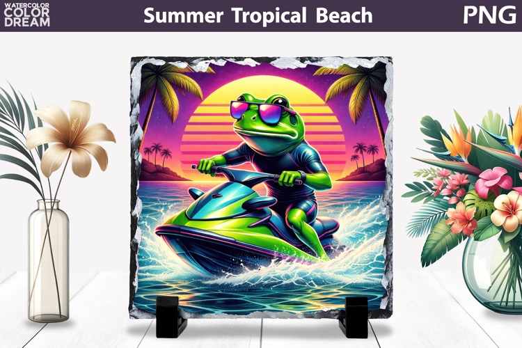 Retro Frog Beach Sunset | Tropical Summer Sublimation