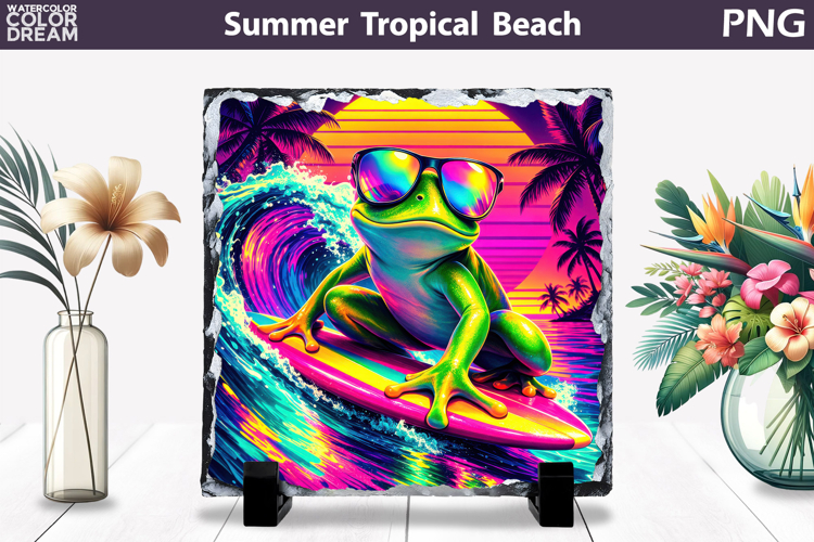 Retro Frog Beach Sunset | Tropical Summer Sublimation