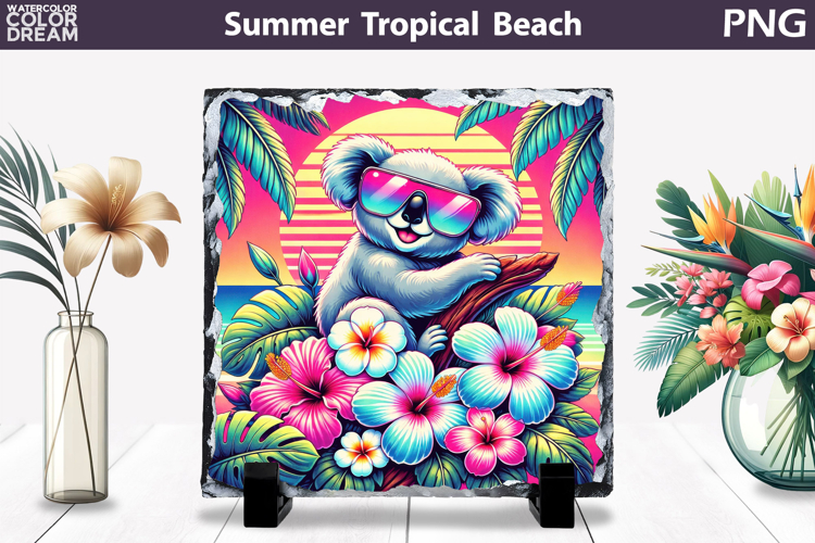 Retro Koala Beach Sunset | Tropical Summer Sublimation