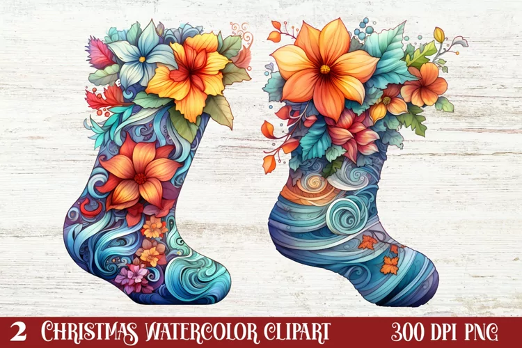 Beautiful Christmas Watercolor Clipart, Beautiful Christmas