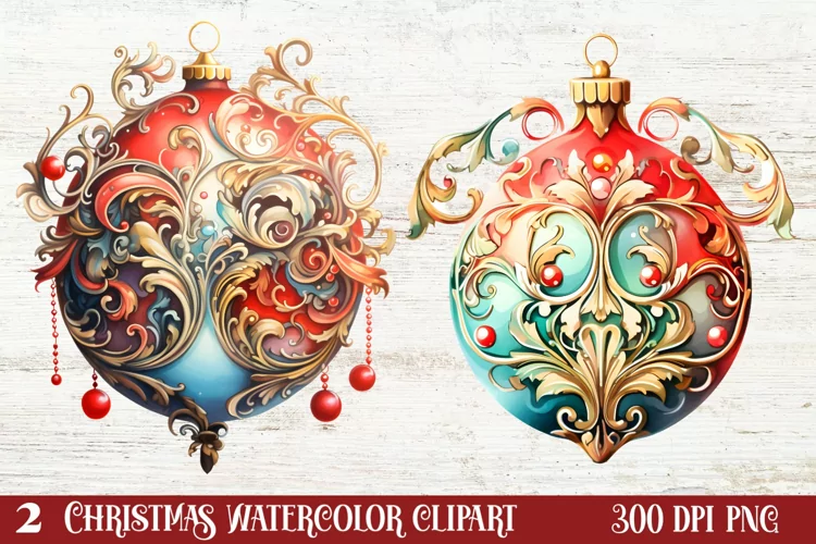 Beautiful Christmas Watercolor Clipart, Beautiful Christmas