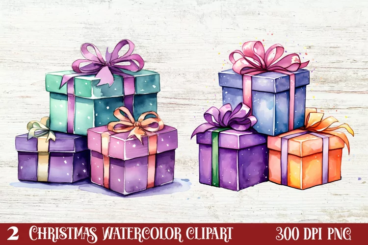 Beautiful Christmas Watercolor Clipart, Beautiful Christmas