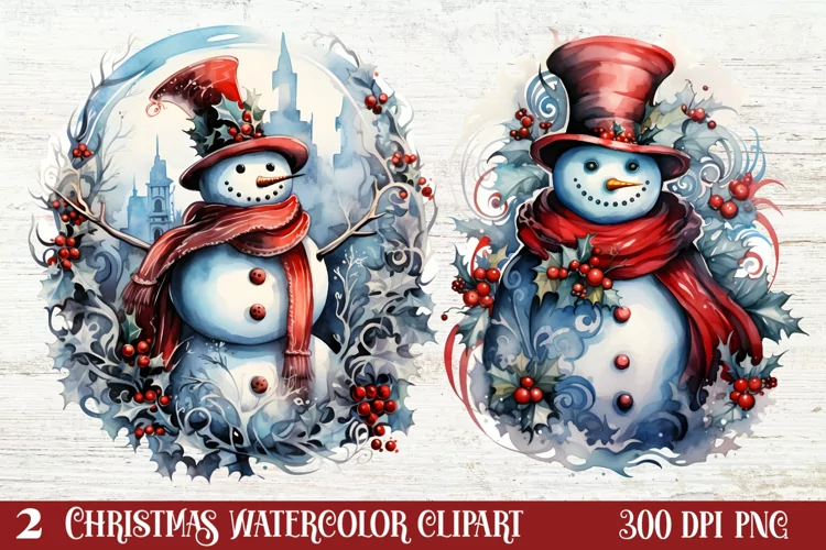 Beautiful Christmas Watercolor Clipart, Beautiful Christmas