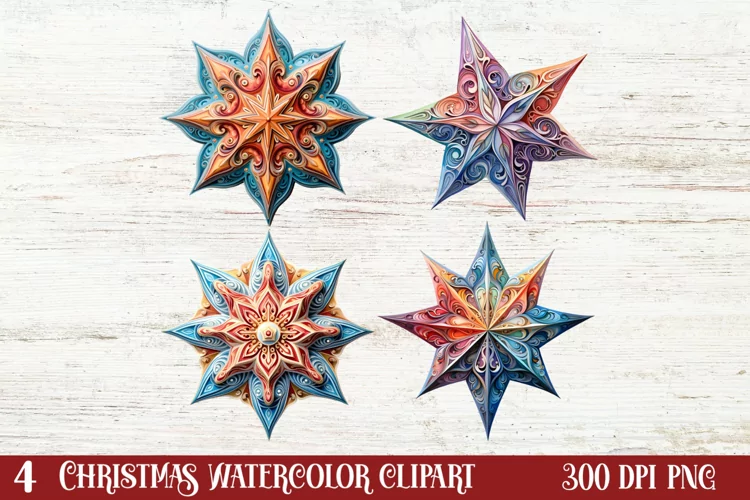 Beautiful Christmas Watercolor Clipart, Beautiful Christmas