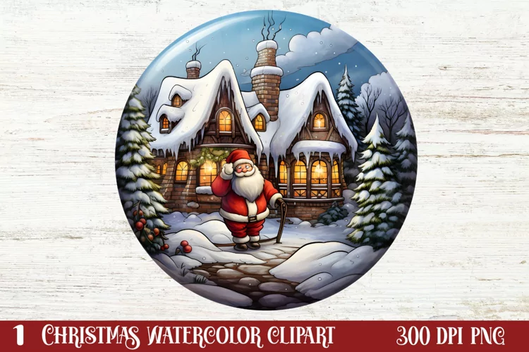 Beautiful Christmas Watercolor Clipart, Beautiful Christmas