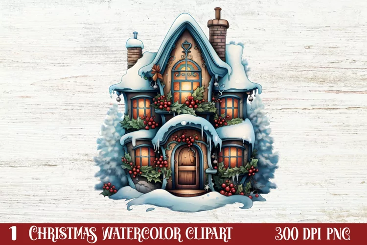 Beautiful Christmas Watercolor Clipart, Beautiful Christmas