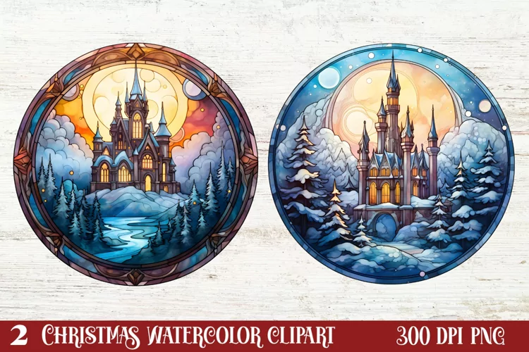 Beautiful Christmas Watercolor Clipart, Beautiful Christmas