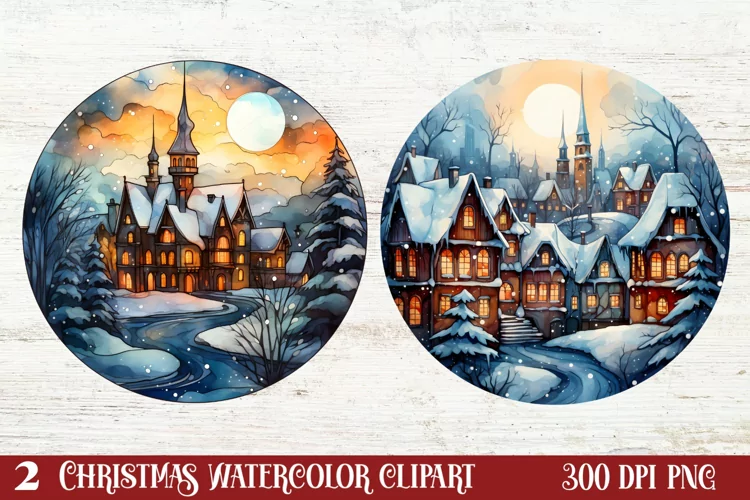 Beautiful Christmas Watercolor Clipart, Beautiful Christmas