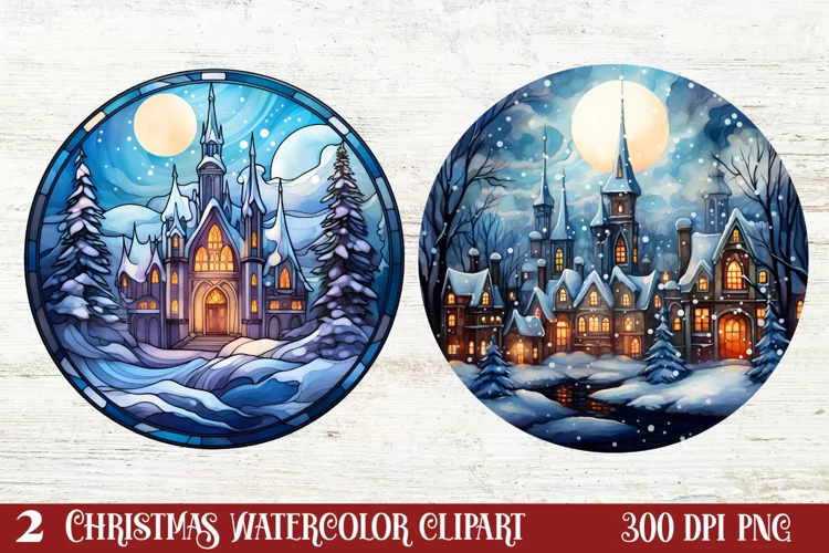 Beautiful Christmas Watercolor Clipart, Beautiful Christmas