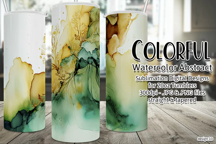 Abstract Watercolor Tumbler, Colorful Watercolor Sublimation