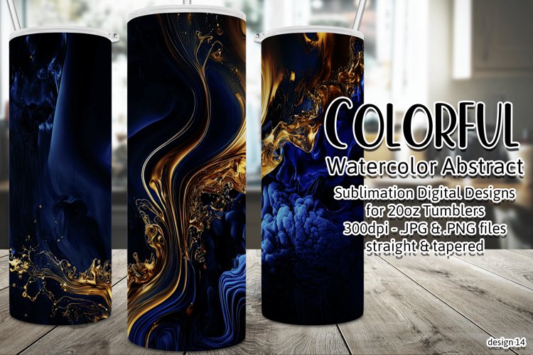 Abstract Watercolor Tumbler, Colorful Watercolor Sublimation example image 1