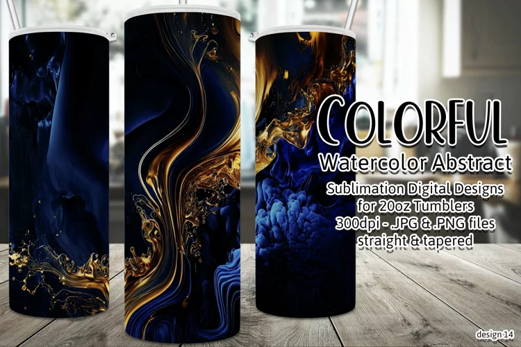 Abstract Watercolor Tumbler, Colorful Watercolor Sublimation