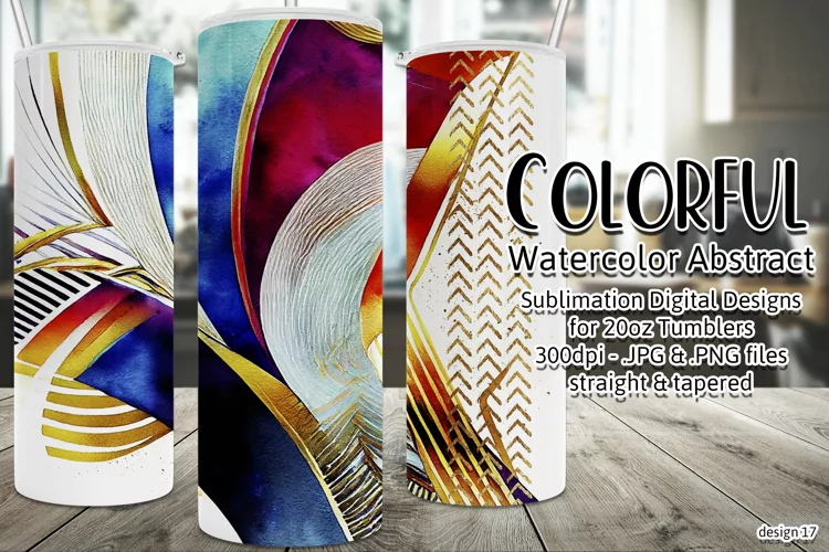 Abstract Watercolor Tumbler, Colorful Watercolor Sublimation