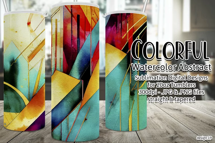 Abstract Watercolor Tumbler, Colorful Watercolor Sublimation