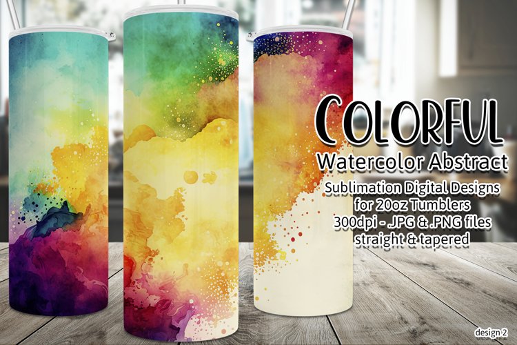 Abstract Watercolor Tumbler, Colorful Watercolor Sublimation example image 1
