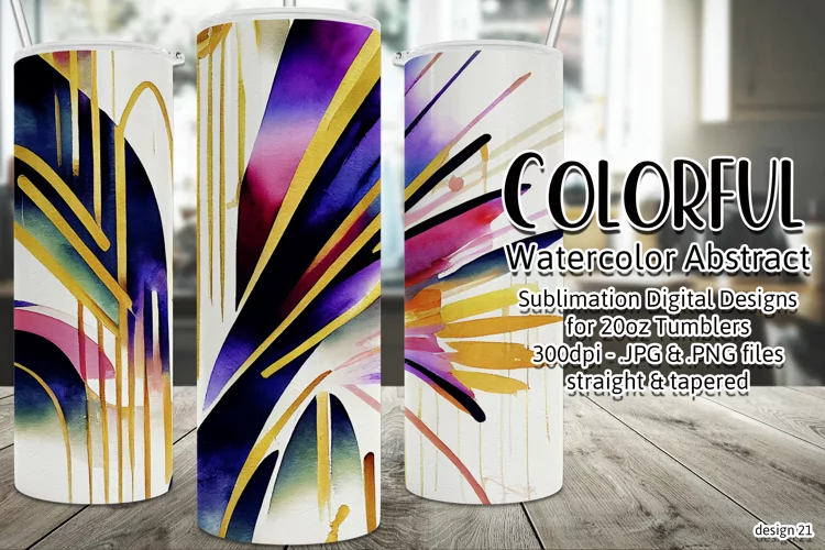 Abstract Watercolor Tumbler, Colorful Watercolor Sublimation