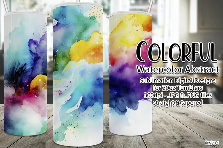 Abstract Watercolor Tumbler, Colorful Watercolor Sublimation