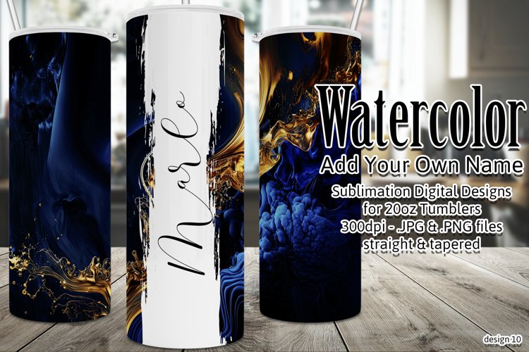 Watercolor Tumbler Wrap, Add Your Own Name, Sublimation d10 example image 1