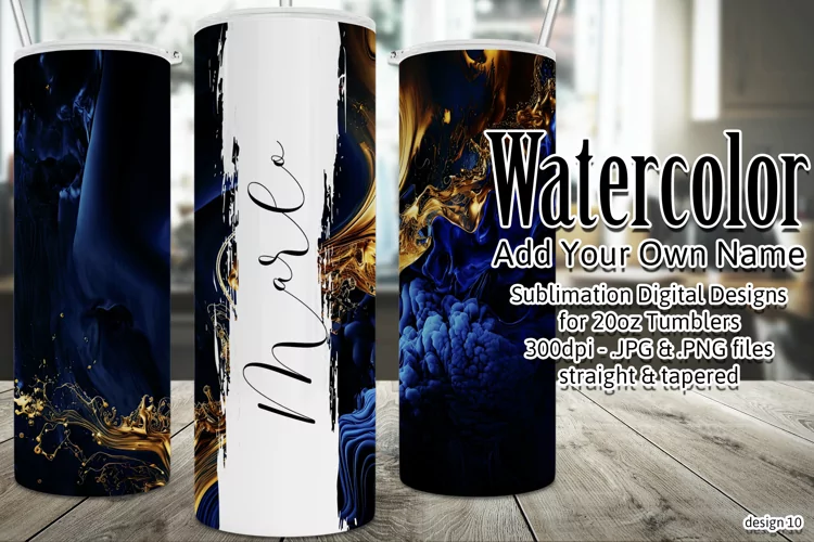 Watercolor Tumbler Wrap, Add Your Own Name, Sublimation d10