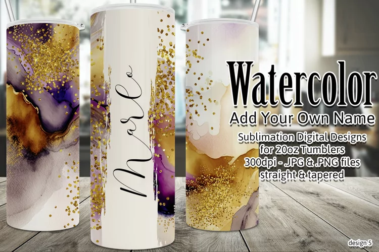 Watercolor Tumbler Wrap, Add Your Own Name, Sublimation d5